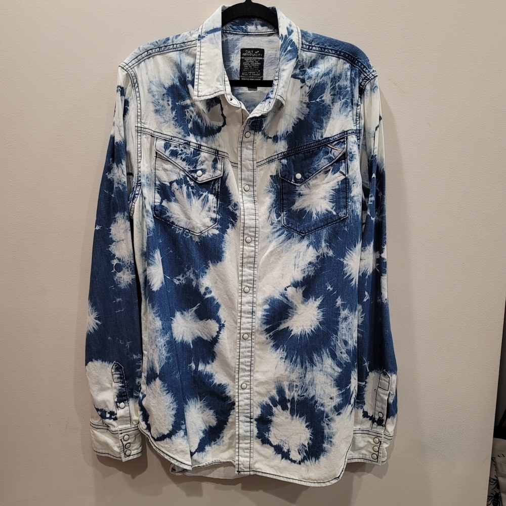 Sz XXL Cult of Individuality Front Snap Closure Tie Dye Shirt